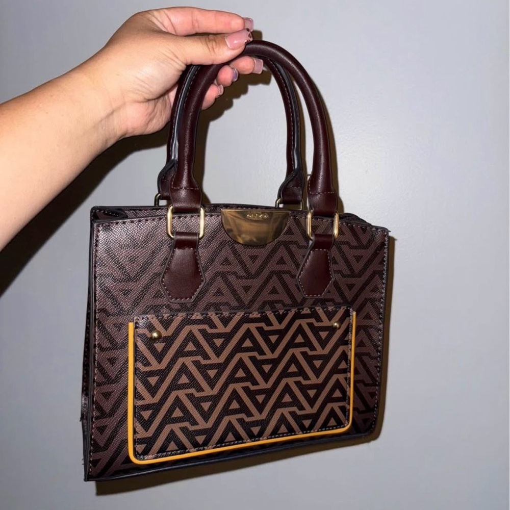 Aldo Dark Brown Geometric Satchel
